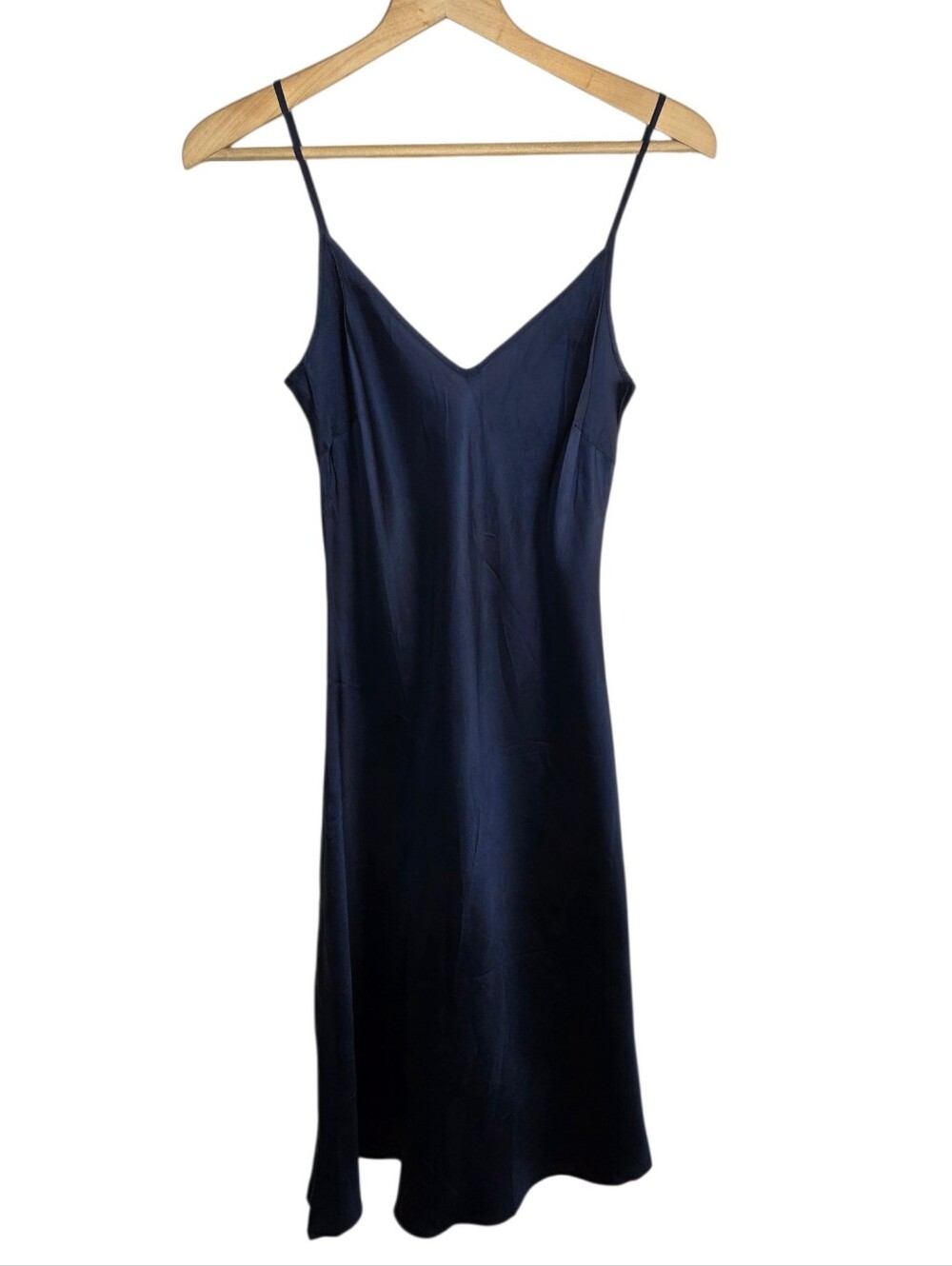 Organic John Patrick Dark Navy Bias Cut Slip Dress Size Small Quiet Luxury Basic